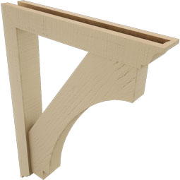 Ekena Millwork - BKTUR0352X22X30IMP01RCPR - Timberthane Faux Wood Imperial Style Bracket w/ Offset Brace, Traditional Ends, 3 1/2"W x 22"D x 30"H, Primed Tan
