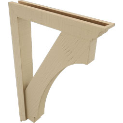 Ekena Millwork - BKTUR0352X22X34IMP01RCPR - Timberthane Faux Wood Imperial Style Bracket w/ Offset Brace, Traditional Ends, 3 1/2"W x 22"D x 34"H, Primed Tan