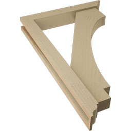 Ekena Millwork - BKTUR0352X22X34IMP01RCPR - Timberthane Faux Wood Imperial Style Bracket w/ Offset Brace, Traditional Ends, 3 1/2"W x 22"D x 34"H, Primed Tan