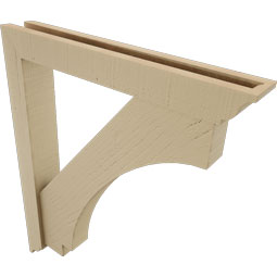 Ekena Millwork - BKTUR0352X24X28IMP01RCPR - Timberthane Faux Wood Imperial Style Bracket w/ Offset Brace, Traditional Ends, 3 1/2"W x 24"D x 28"H, Primed Tan