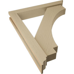 Ekena Millwork - BKTUR0352X24X28IMP01RCPR - Timberthane Faux Wood Imperial Style Bracket w/ Offset Brace, Traditional Ends, 3 1/2"W x 24"D x 28"H, Primed Tan