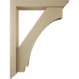 Ekena Millwork - BKTUR0352X24X32IMP01RCPR - Timberthane Faux Wood Imperial Style Bracket w/ Offset Brace, Traditional Ends, 3 1/2"W x 24"D x 32"H, Primed Tan