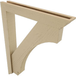 Ekena Millwork - BKTUR0352X24X32IMP01RCPR - Timberthane Faux Wood Imperial Style Bracket w/ Offset Brace, Traditional Ends, 3 1/2"W x 24"D x 32"H, Primed Tan