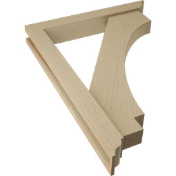 Ekena Millwork - BKTUR0352X24X32IMP01RCPR - Timberthane Faux Wood Imperial Style Bracket w/ Offset Brace, Traditional Ends, 3 1/2"W x 24"D x 32"H, Primed Tan