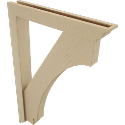 Ekena Millwork - BKTUR0352X24X36IMP01RCPR - Timberthane Faux Wood Imperial Style Bracket w/ Offset Brace, Traditional Ends, 3 1/2"W x 24"D x 36"H, Primed Tan