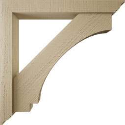 Ekena Millwork - BKTUR0352X26X26IMP01RCPR - Timberthane Faux Wood Imperial Style Bracket w/ Offset Brace, Traditional Ends, 3 1/2"W x 26"D x 26"H, Primed Tan