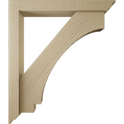 Ekena Millwork - BKTUR0352X26X30IMP01RCPR - Timberthane Faux Wood Imperial Style Bracket w/ Offset Brace, Traditional Ends, 3 1/2"W x 26"D x 30"H, Primed Tan