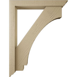 Ekena Millwork - BKTUR0352X26X34IMP01RCPR - Timberthane Faux Wood Imperial Style Bracket w/ Offset Brace, Traditional Ends, 3 1/2"W x 26"D x 34"H, Primed Tan