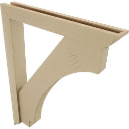 Ekena Millwork - BKTUR0352X26X34IMP01RCPR - Timberthane Faux Wood Imperial Style Bracket w/ Offset Brace, Traditional Ends, 3 1/2"W x 26"D x 34"H, Primed Tan