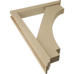 Ekena Millwork - BKTUR0352X26X34IMP01RCPR - Timberthane Faux Wood Imperial Style Bracket w/ Offset Brace, Traditional Ends, 3 1/2"W x 26"D x 34"H, Primed Tan