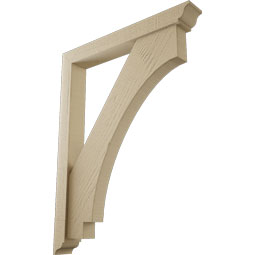 Ekena Millwork - BKTUR0352X26X34IMP01RCPR - Timberthane Faux Wood Imperial Style Bracket w/ Offset Brace, Traditional Ends, 3 1/2"W x 26"D x 34"H, Primed Tan