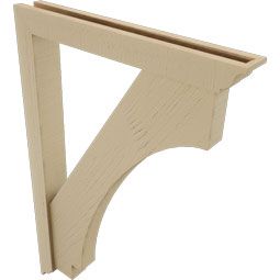 Ekena Millwork - BKTUR0352X26X38IMP01RCPR - Timberthane Faux Wood Imperial Style Bracket w/ Offset Brace, Traditional Ends, 3 1/2"W x 26"D x 38"H, Primed Tan