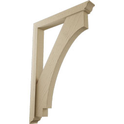 Ekena Millwork - BKTUR0352X26X38IMP01RCPR - Timberthane Faux Wood Imperial Style Bracket w/ Offset Brace, Traditional Ends, 3 1/2"W x 26"D x 38"H, Primed Tan
