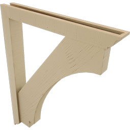 Ekena Millwork - BKTUR0352X28X36IMP01RCPR - Timberthane Faux Wood Imperial Style Bracket w/ Offset Brace, Traditional Ends, 3 1/2"W x 28"D x 36"H, Primed Tan