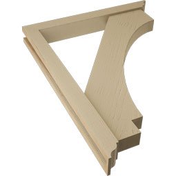Ekena Millwork - BKTUR0352X28X36IMP01RCPR - Timberthane Faux Wood Imperial Style Bracket w/ Offset Brace, Traditional Ends, 3 1/2"W x 28"D x 36"H, Primed Tan