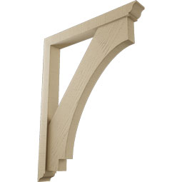Ekena Millwork - BKTUR0352X28X36IMP01RCPR - Timberthane Faux Wood Imperial Style Bracket w/ Offset Brace, Traditional Ends, 3 1/2"W x 28"D x 36"H, Primed Tan