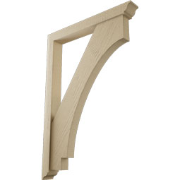 Ekena Millwork - BKTUR0352X28X40IMP01RCPR - Timberthane Faux Wood Imperial Style Bracket w/ Offset Brace, Traditional Ends, 3 1/2"W x 28"D x 40"H, Primed Tan