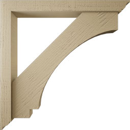 Ekena Millwork - BKTUR0352X30X30IMP01RCPR - Timberthane Faux Wood Imperial Style Bracket w/ Offset Brace, Traditional Ends, 3 1/2"W x 30"D x 30"H, Primed Tan