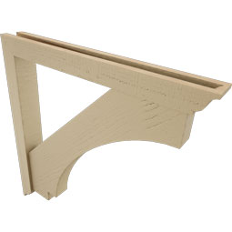 Ekena Millwork - BKTUR0352X30X30IMP01RCPR - Timberthane Faux Wood Imperial Style Bracket w/ Offset Brace, Traditional Ends, 3 1/2"W x 30"D x 30"H, Primed Tan