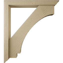 Ekena Millwork - BKTUR0352X30X34IMP01RCPR - Timberthane Faux Wood Imperial Style Bracket w/ Offset Brace, Traditional Ends, 3 1/2"W x 30"D x 34"H, Primed Tan