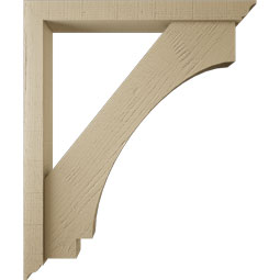 Ekena Millwork - BKTUR0352X30X36IMP01RCPR - Timberthane Faux Wood Imperial Style Bracket w/ Offset Brace, Traditional Ends, 3 1/2"W x 30"D x 36"H, Primed Tan