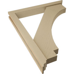 Ekena Millwork - BKTUR0352X30X36IMP01RCPR - Timberthane Faux Wood Imperial Style Bracket w/ Offset Brace, Traditional Ends, 3 1/2"W x 30"D x 36"H, Primed Tan