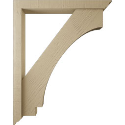 Ekena Millwork - BKTUR0352X30X38IMP01RCPR - Timberthane Faux Wood Imperial Style Bracket w/ Offset Brace, Traditional Ends, 3 1/2"W x 30"D x 38"H, Primed Tan