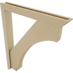 Ekena Millwork - BKTUR0352X30X38IMP01RCPR - Timberthane Faux Wood Imperial Style Bracket w/ Offset Brace, Traditional Ends, 3 1/2"W x 30"D x 38"H, Primed Tan
