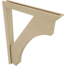 Ekena Millwork - BKTUR0352X30X42IMP01RCPR - Timberthane Faux Wood Imperial Style Bracket w/ Offset Brace, Traditional Ends, 3 1/2"W x 30"D x 42"H, Primed Tan