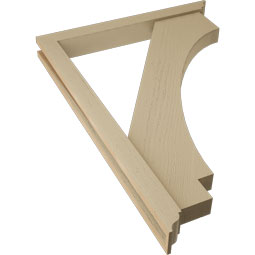 Ekena Millwork - BKTUR0352X30X42IMP01RCPR - Timberthane Faux Wood Imperial Style Bracket w/ Offset Brace, Traditional Ends, 3 1/2"W x 30"D x 42"H, Primed Tan