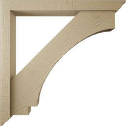 Ekena Millwork - BKTUR0352X32X32IMP01RCPR - Timberthane Faux Wood Imperial Style Bracket w/ Offset Brace, Traditional Ends, 3 1/2"W x 32"D x 32"H, Primed Tan