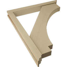 Ekena Millwork - BKTUR0352X32X38IMP01RCPR - Timberthane Faux Wood Imperial Style Bracket w/ Offset Brace, Traditional Ends, 3 1/2"W x 32"D x 38"H, Primed Tan