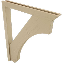 Ekena Millwork - BKTUR0352X32X44IMP01RCPR - Timberthane Faux Wood Imperial Style Bracket w/ Offset Brace, Traditional Ends, 3 1/2"W x 32"D x 44"H, Primed Tan