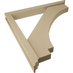 Ekena Millwork - BKTUR0352X34X34IMP01RCPR - Timberthane Faux Wood Imperial Style Bracket w/ Offset Brace, Traditional Ends, 3 1/2"W x 34"D x 34"H, Primed Tan