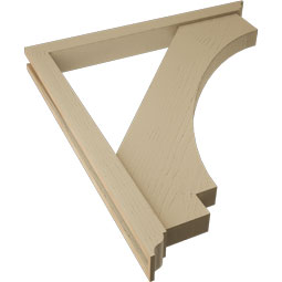 Ekena Millwork - BKTUR0352X34X38IMP01RCPR - Timberthane Faux Wood Imperial Style Bracket w/ Offset Brace, Traditional Ends, 3 1/2"W x 34"D x 38"H, Primed Tan