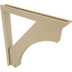 Ekena Millwork - BKTUR0352X34X40IMP01RCPR - Timberthane Faux Wood Imperial Style Bracket w/ Offset Brace, Traditional Ends, 3 1/2"W x 34"D x 40"H, Primed Tan