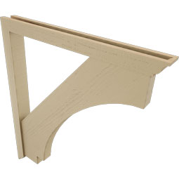 Ekena Millwork - BKTUR0352X36X40IMP01RCPR - Timberthane Faux Wood Imperial Style Bracket w/ Offset Brace, Traditional Ends, 3 1/2"W x 36"D x 40"H, Primed Tan