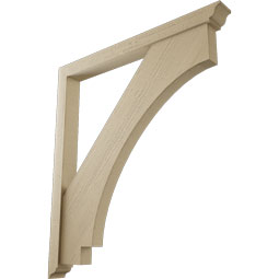 Ekena Millwork - BKTUR0352X36X40IMP01RCPR - Timberthane Faux Wood Imperial Style Bracket w/ Offset Brace, Traditional Ends, 3 1/2"W x 36"D x 40"H, Primed Tan
