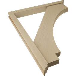Ekena Millwork - BKTUR0352X36X44IMP01RCPR - Timberthane Faux Wood Imperial Style Bracket w/ Offset Brace, Traditional Ends, 3 1/2"W x 36"D x 44"H, Primed Tan