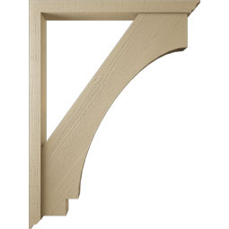 Ekena Millwork - BKTUR0352X36X48IMP01RCPR - Timberthane Faux Wood Imperial Style Bracket w/ Offset Brace, Traditional Ends, 3 1/2"W x 36"D x 48"H, Primed Tan
