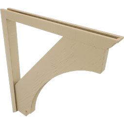 Ekena Millwork - BKTUR0352X38X44IMP01RCPR - Timberthane Faux Wood Imperial Style Bracket w/ Offset Brace, Traditional Ends, 3 1/2"W x 38"D x 44"H, Primed Tan