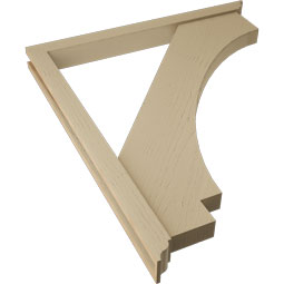 Ekena Millwork - BKTUR0352X38X44IMP01RCPR - Timberthane Faux Wood Imperial Style Bracket w/ Offset Brace, Traditional Ends, 3 1/2"W x 38"D x 44"H, Primed Tan
