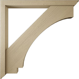 Ekena Millwork - BKTUR0352X40X40IMP01RCPR - Timberthane Faux Wood Imperial Style Bracket w/ Offset Brace, Traditional Ends, 3 1/2"W x 40"D x 40"H, Primed Tan