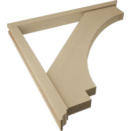 Ekena Millwork - BKTUR0352X40X40IMP01RCPR - Timberthane Faux Wood Imperial Style Bracket w/ Offset Brace, Traditional Ends, 3 1/2"W x 40"D x 40"H, Primed Tan