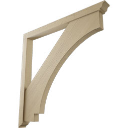 Ekena Millwork - BKTUR0352X40X40IMP01RCPR - Timberthane Faux Wood Imperial Style Bracket w/ Offset Brace, Traditional Ends, 3 1/2"W x 40"D x 40"H, Primed Tan