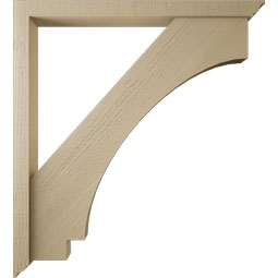 Ekena Millwork - BKTUR0352X40X44IMP01RCPR - Timberthane Faux Wood Imperial Style Bracket w/ Offset Brace, Traditional Ends, 3 1/2"W x 40"D x 44"H, Primed Tan