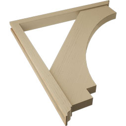 Ekena Millwork - BKTUR0352X40X44IMP01RCPR - Timberthane Faux Wood Imperial Style Bracket w/ Offset Brace, Traditional Ends, 3 1/2"W x 40"D x 44"H, Primed Tan