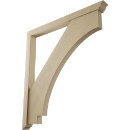 Ekena Millwork - BKTUR0352X40X44IMP01RCPR - Timberthane Faux Wood Imperial Style Bracket w/ Offset Brace, Traditional Ends, 3 1/2"W x 40"D x 44"H, Primed Tan