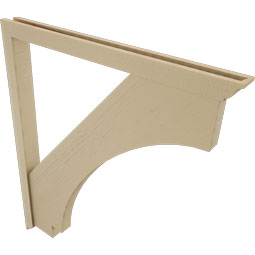 Ekena Millwork - BKTUR0352X42X48IMP01RCPR - Timberthane Faux Wood Imperial Style Bracket w/ Offset Brace, Traditional Ends, 3 1/2"W x 42"D x 48"H, Primed Tan
