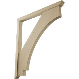 Ekena Millwork - BKTUR0352X42X48IMP01RCPR - Timberthane Faux Wood Imperial Style Bracket w/ Offset Brace, Traditional Ends, 3 1/2"W x 42"D x 48"H, Primed Tan